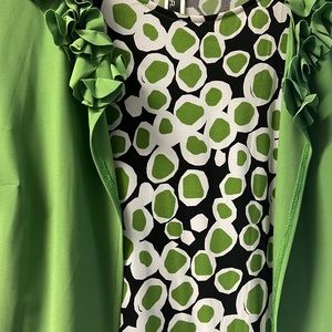 Size 10 2 piece dress bright green blank & white